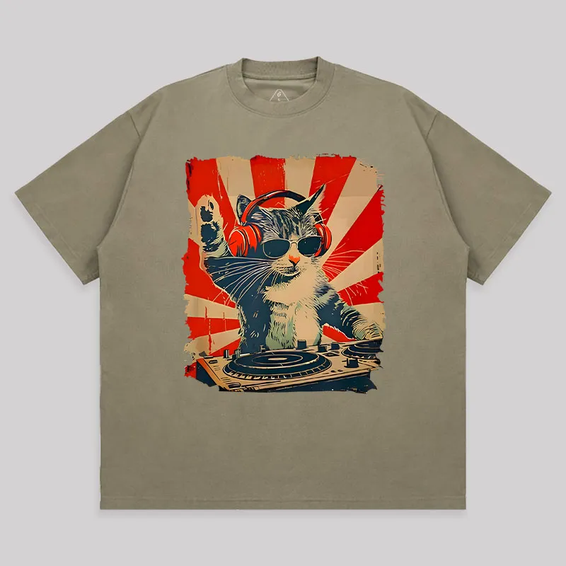 Rock Music Cat Unisex Oversized T-shirt - Image 4