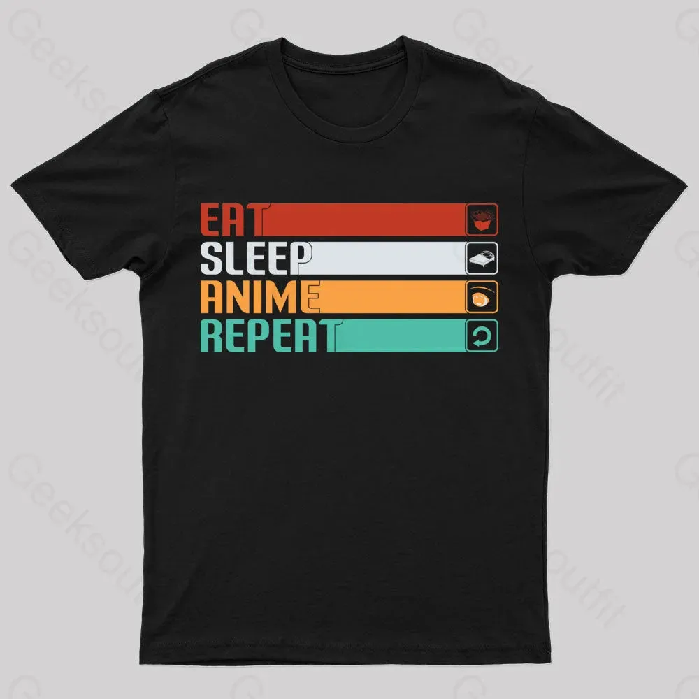 Eat Sleep Anime Repeat Nerd T-Shirt