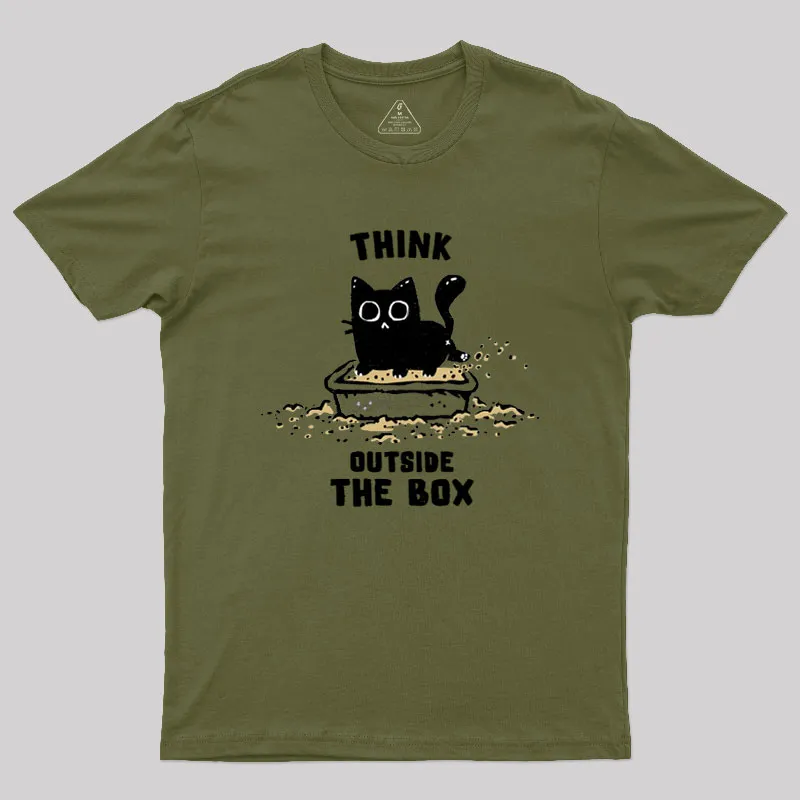 Think Outside The Cat Box Geek T-Shirt - Image 2