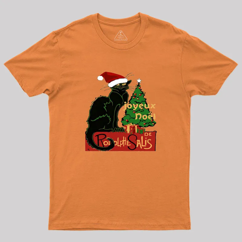 Joyeux Noel Le Chat Noir Spoof With Yule Tree v2 Geek T-Shirt - Image 7