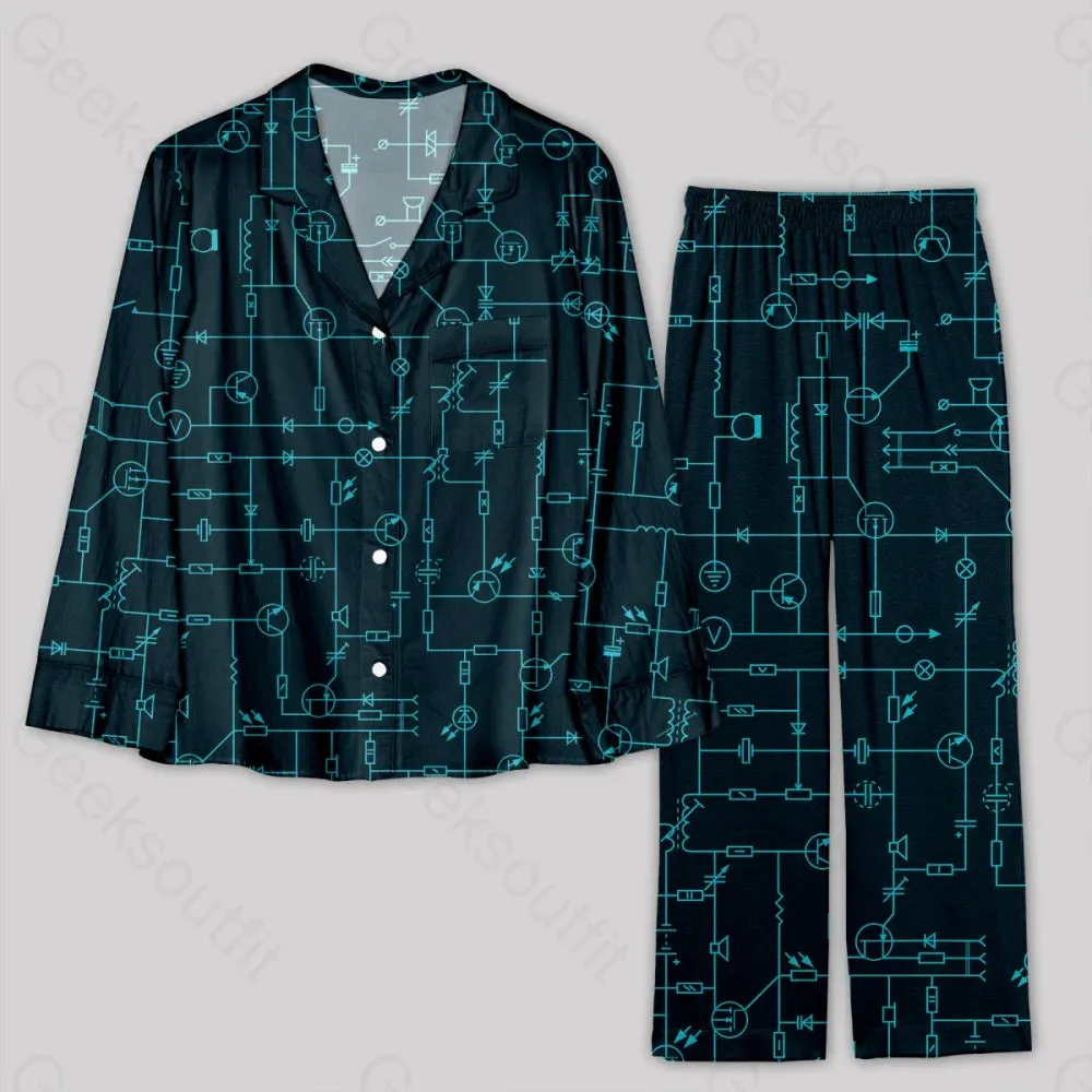 Electronic Components Arrow Dark Blue Pajama Sets