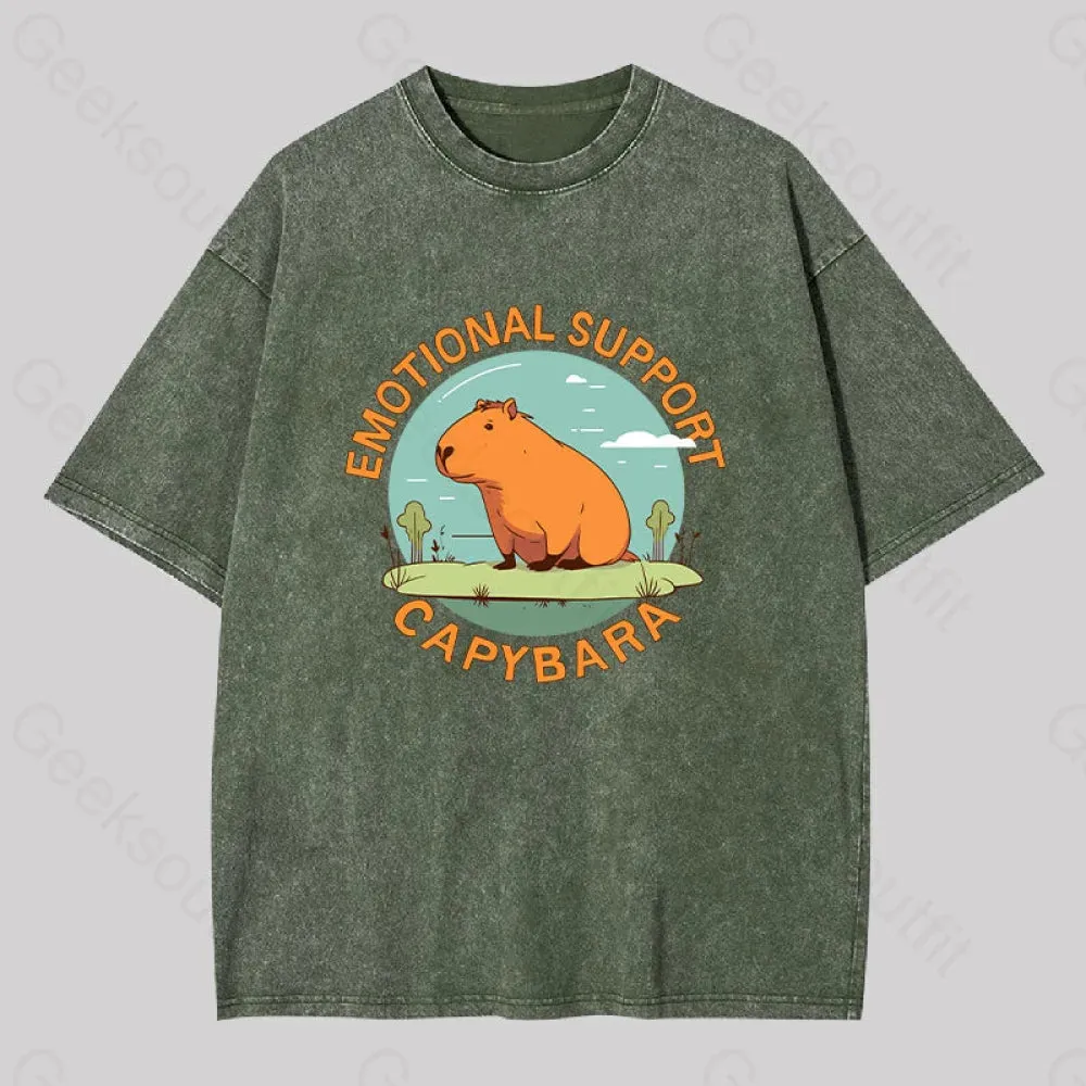 Emotional Support Capybara Washed T-shirt - Image 5