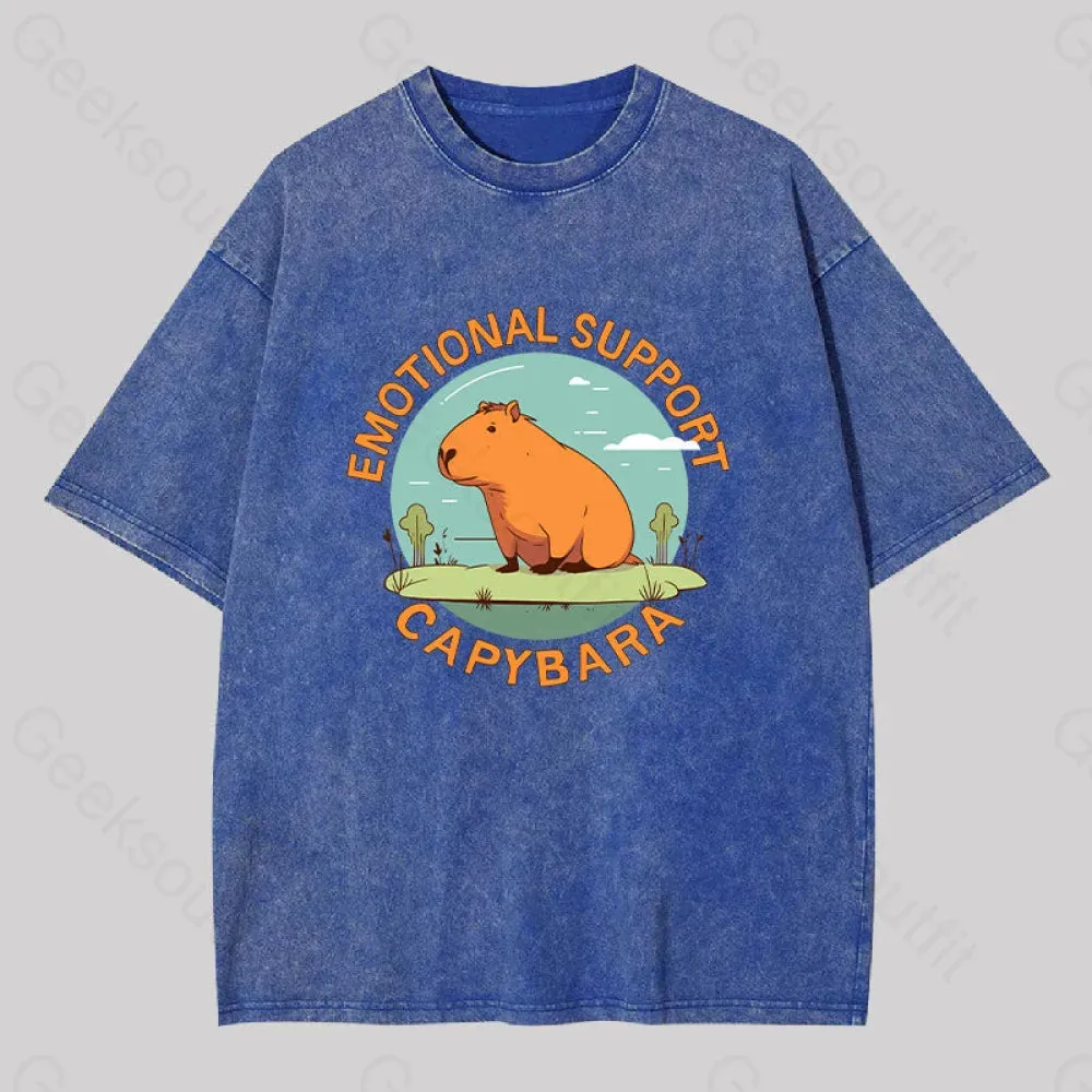 Emotional Support Capybara Washed T-shirt - Image 3