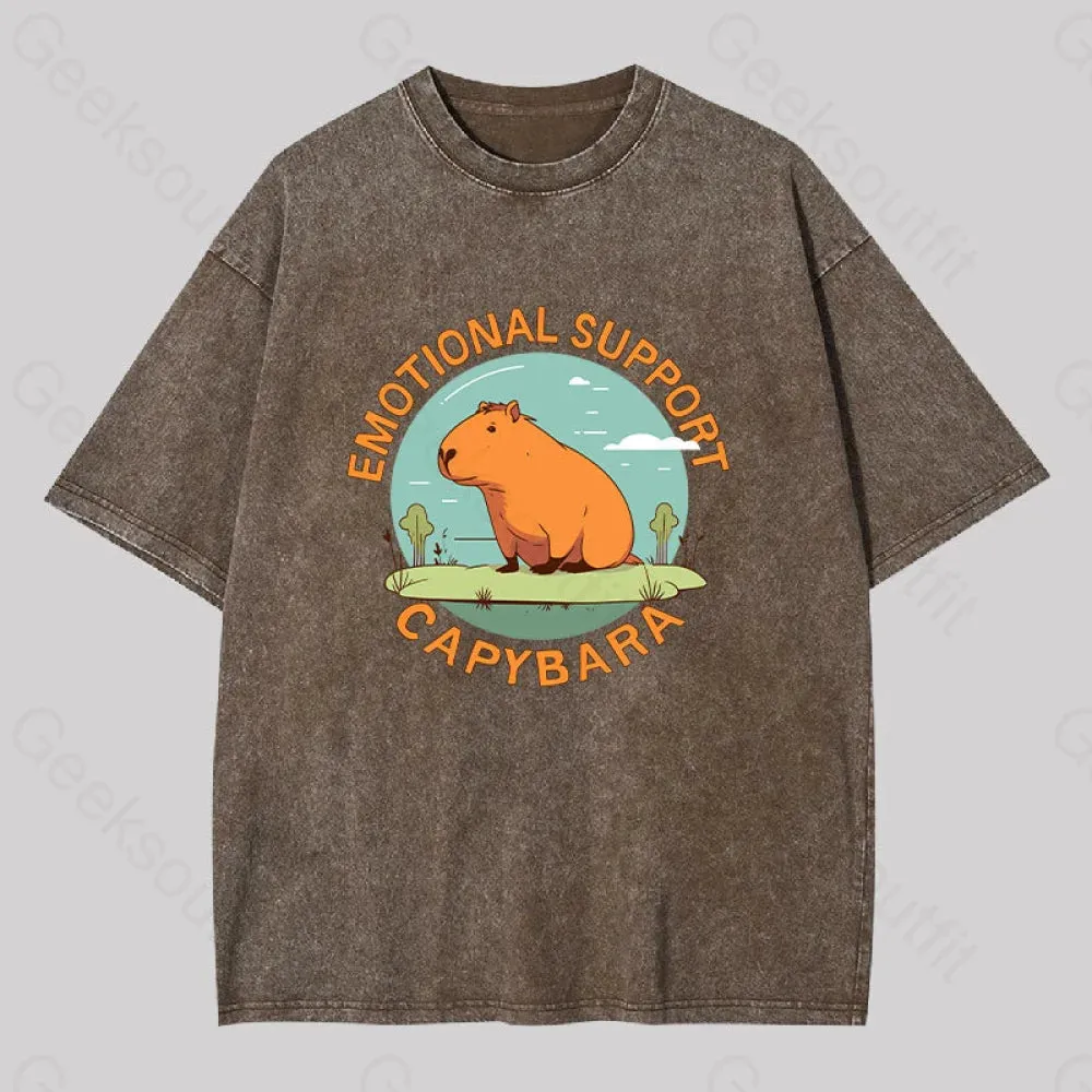 Emotional Support Capybara Washed T-shirt - Image 6