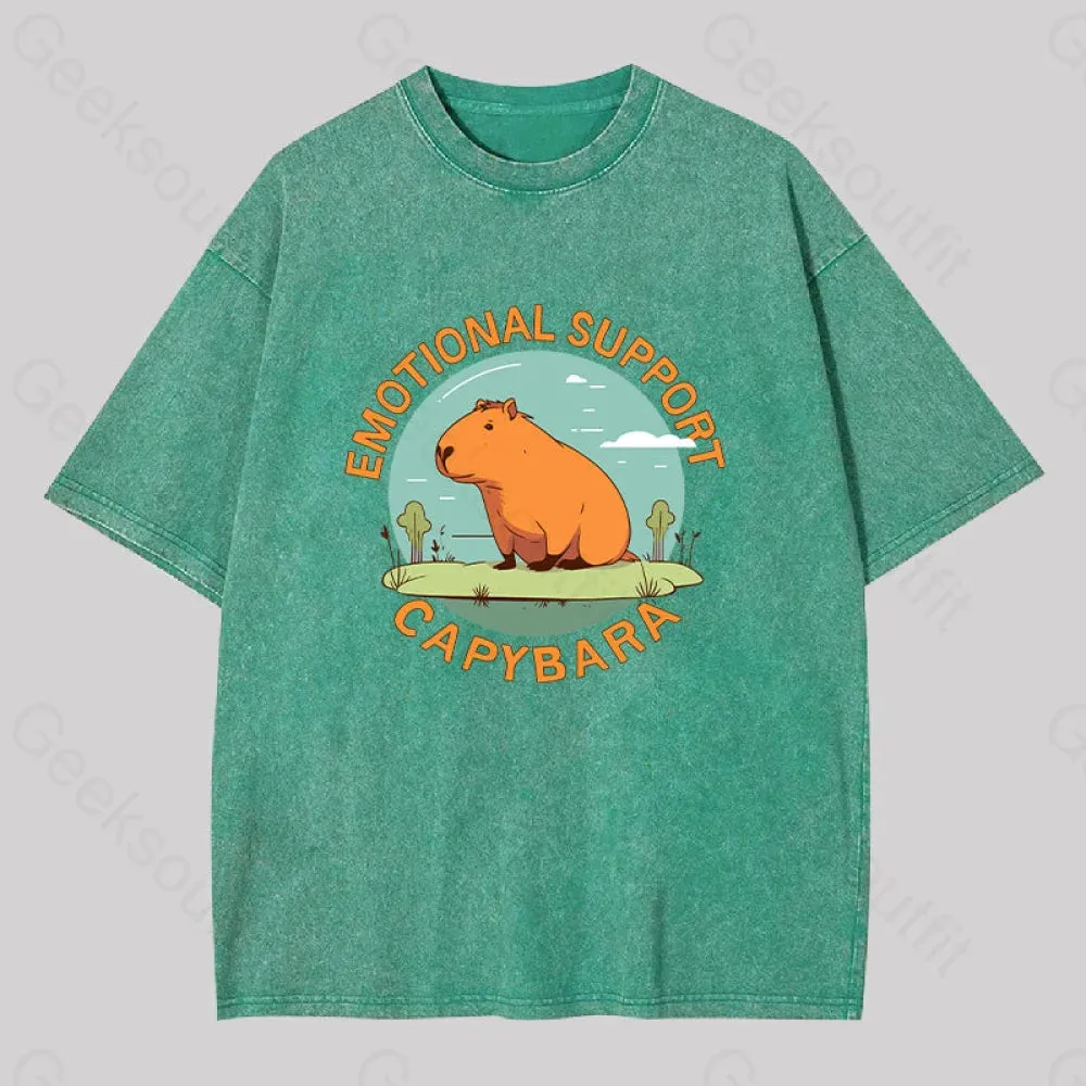 Emotional Support Capybara Washed T-shirt - Image 4