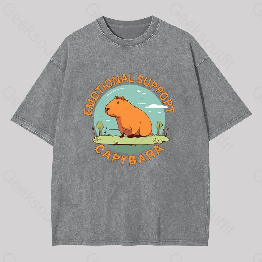 Emotional Support Capybara Washed T-shirt - Image 9