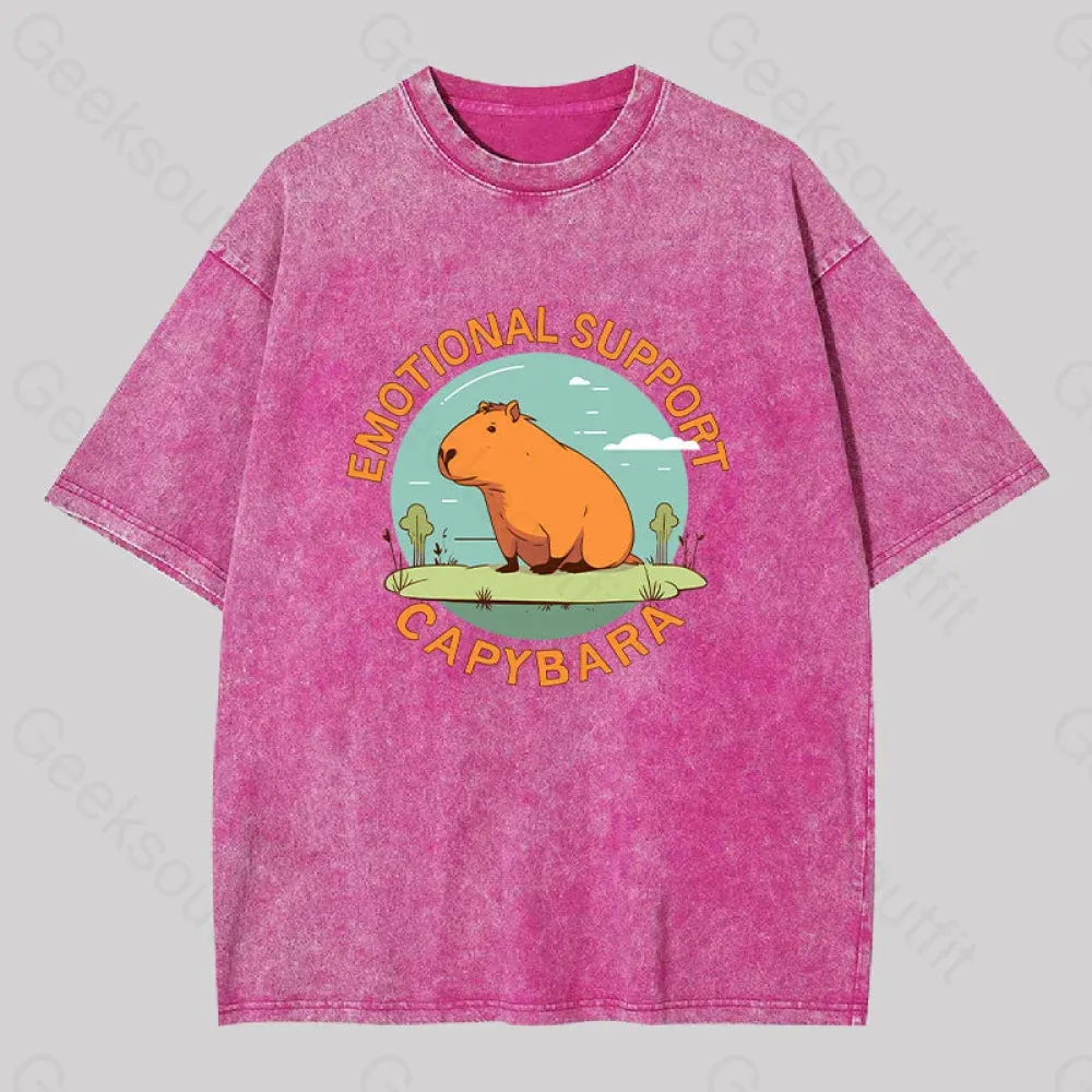 Emotional Support Capybara Washed T-shirt - Image 8