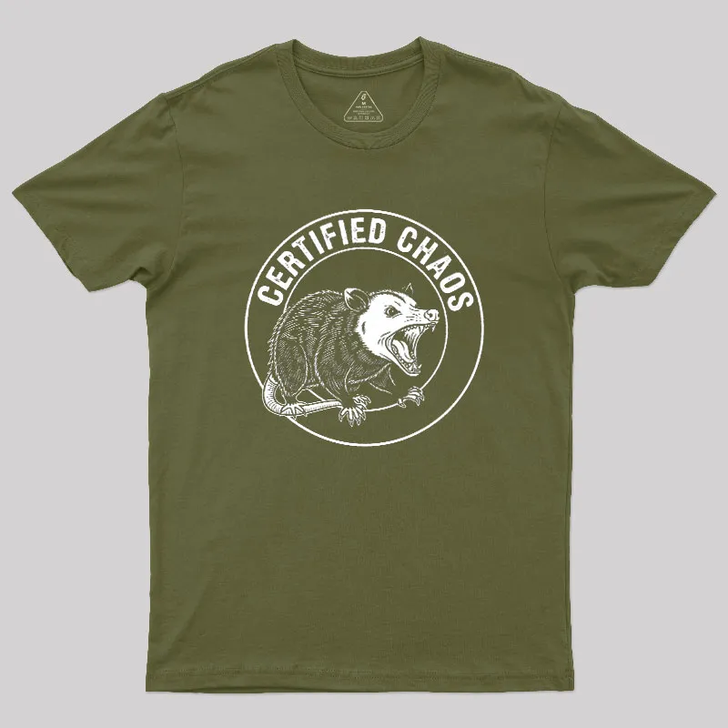 Certified Chaos Possum Emblem Geek T-Shirt - Image 3