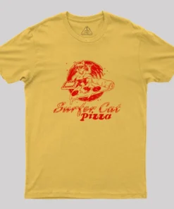 SURFER CAT PIZZA Geek T-Shirt