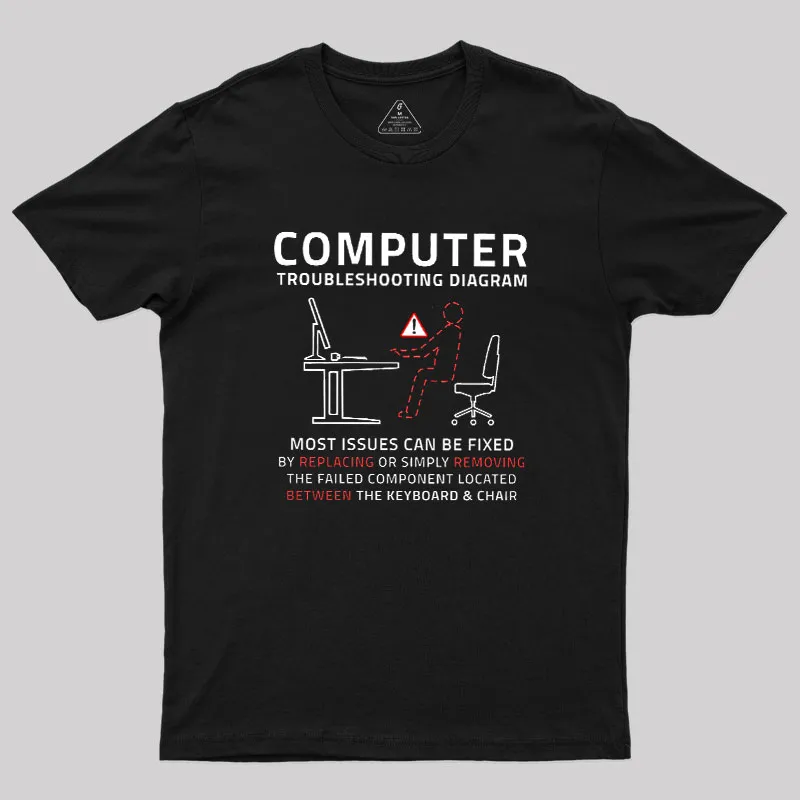 Computer Troubleshooting Diagram Geek T-Shirt