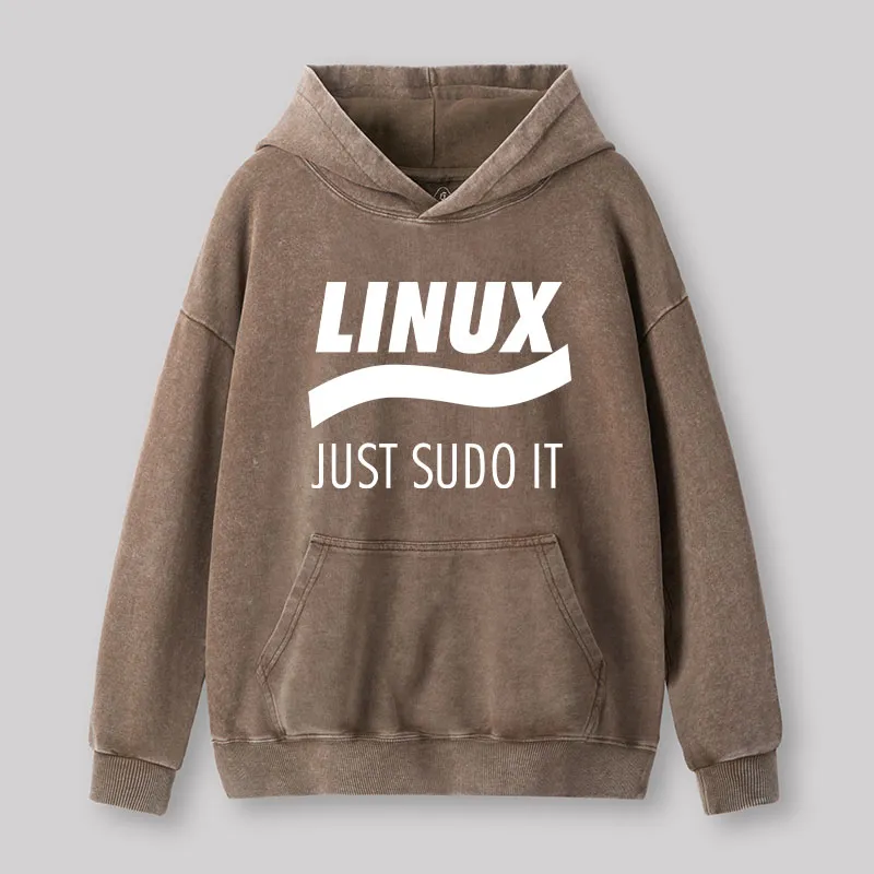 Linux Just Sudo It Geek Washed Hoodie - Image 2