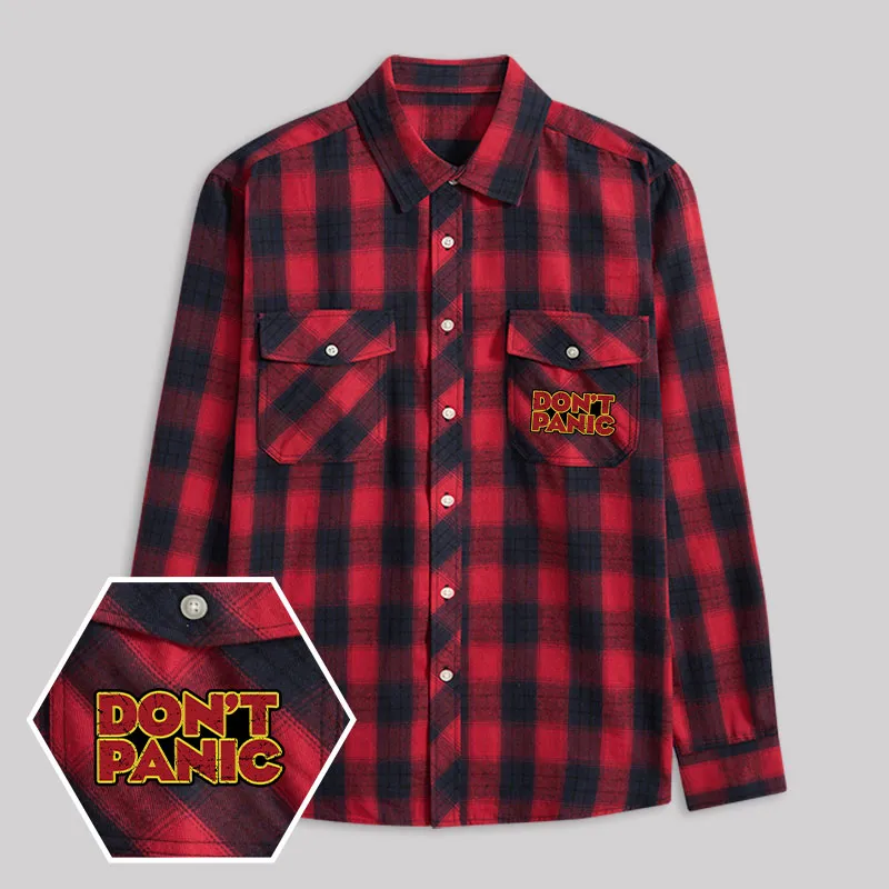 Dont Panic Retro Plaid Flannel Shirt - Image 3