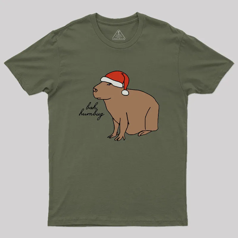 Serious Christmas Capybara Says Bah Humbug Geek T-Shirt - Image 5