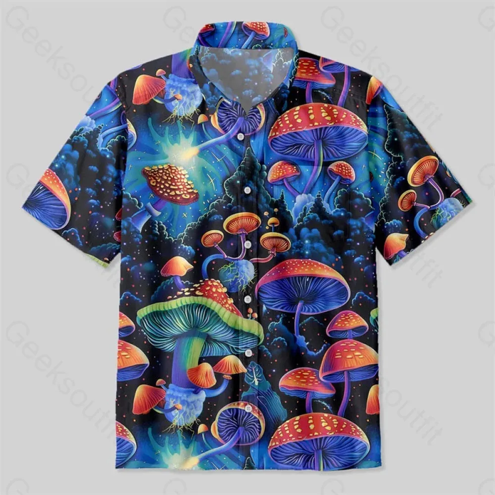 Fantasy Mushroom Forest Button Up Pocket Shirt - Image 2