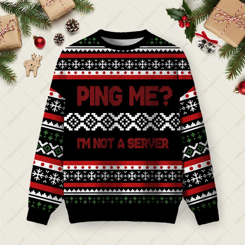 I'm Not A Server Ugly Christmas Fuzzy Fleece Sweatshirt