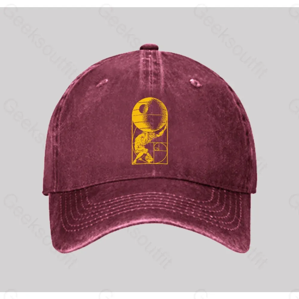 Fibonacci Death Star Washed Vintage Baseball Cap - Image 3