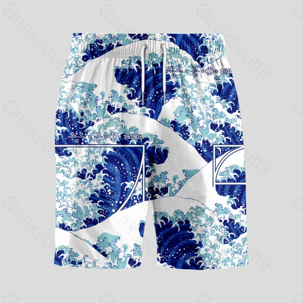 Fibonacci Waves Geeky Drawstring Shorts