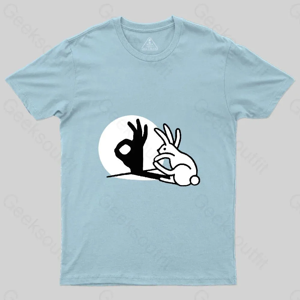 Funny Bunny OK Hand Shadow T-Shirt - Image 5