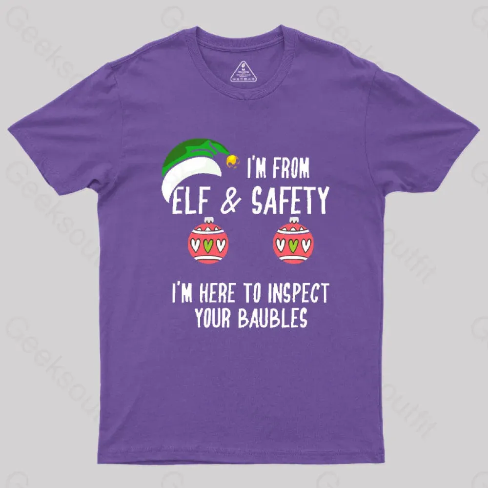 Funny Christmas Elf & Safety Baubles Inspection T-Shirt - Image 5