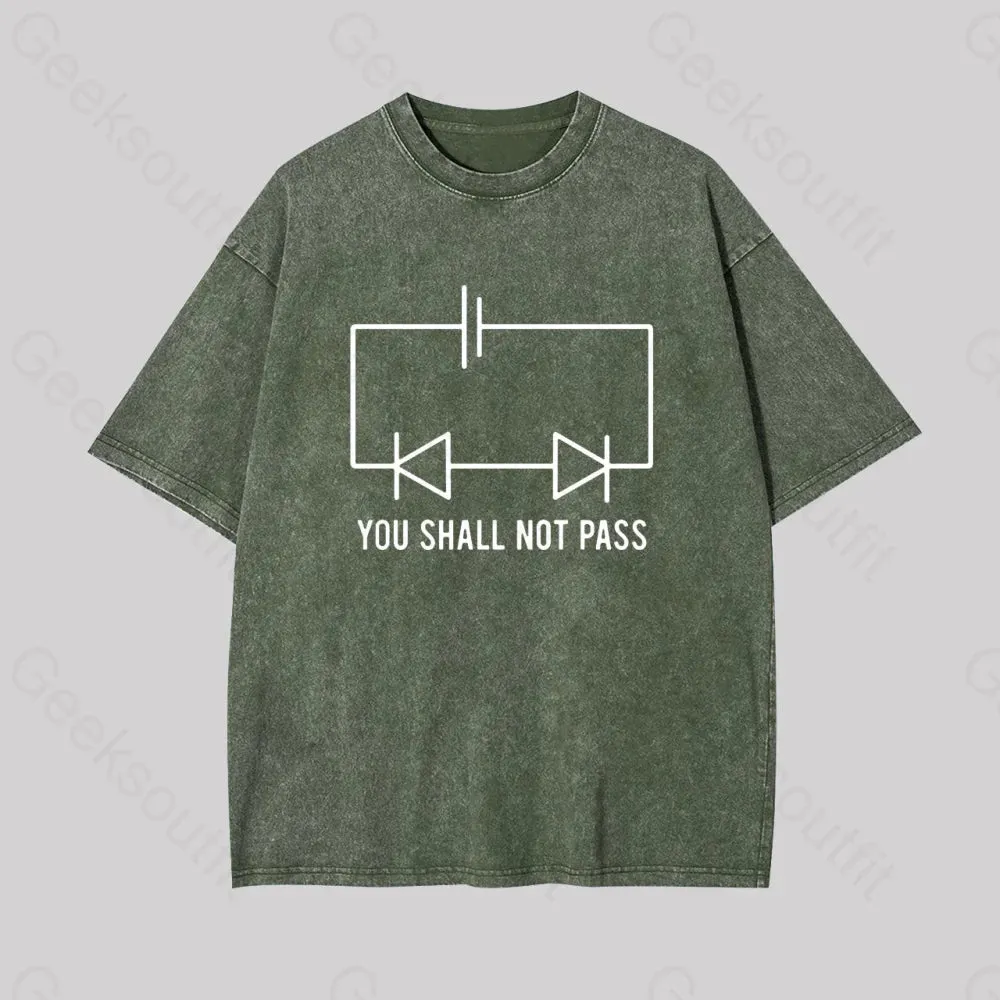 Funny Physics Shall Not Pass Geek Washed T-shirt