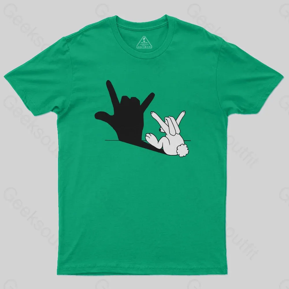 Funny Rabbit Hand Shadow T-Shirt - Image 4