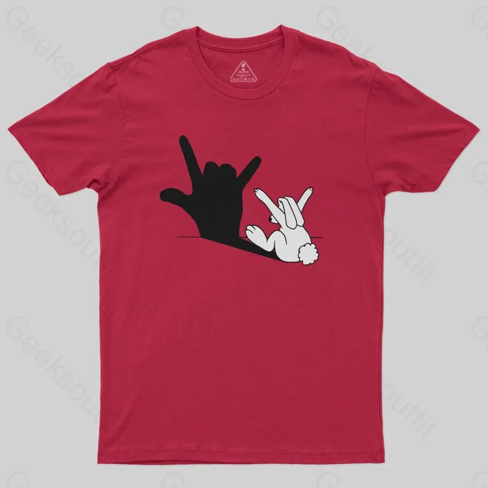 Funny Rabbit Hand Shadow T-Shirt - Image 7