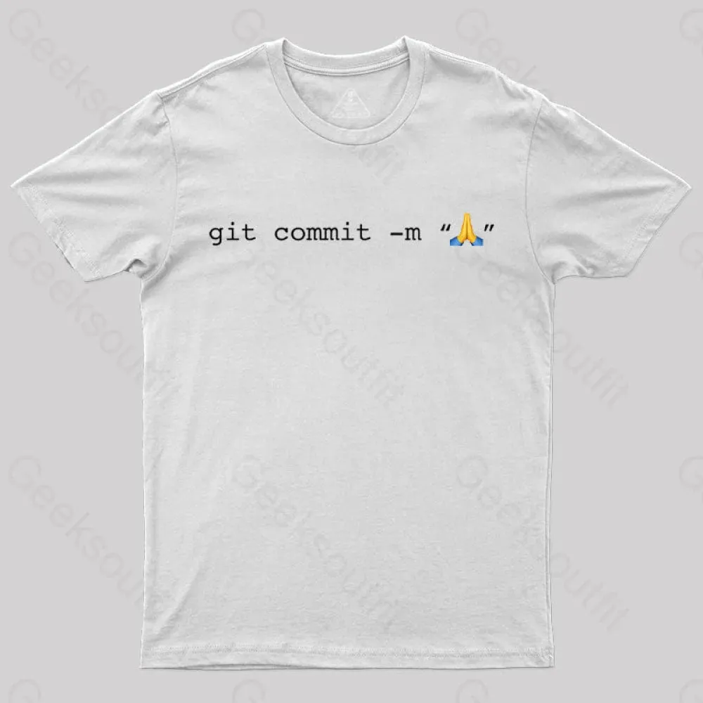 Git Commit Prayer Hands Emoji Nerd T-Shirt - Image 8
