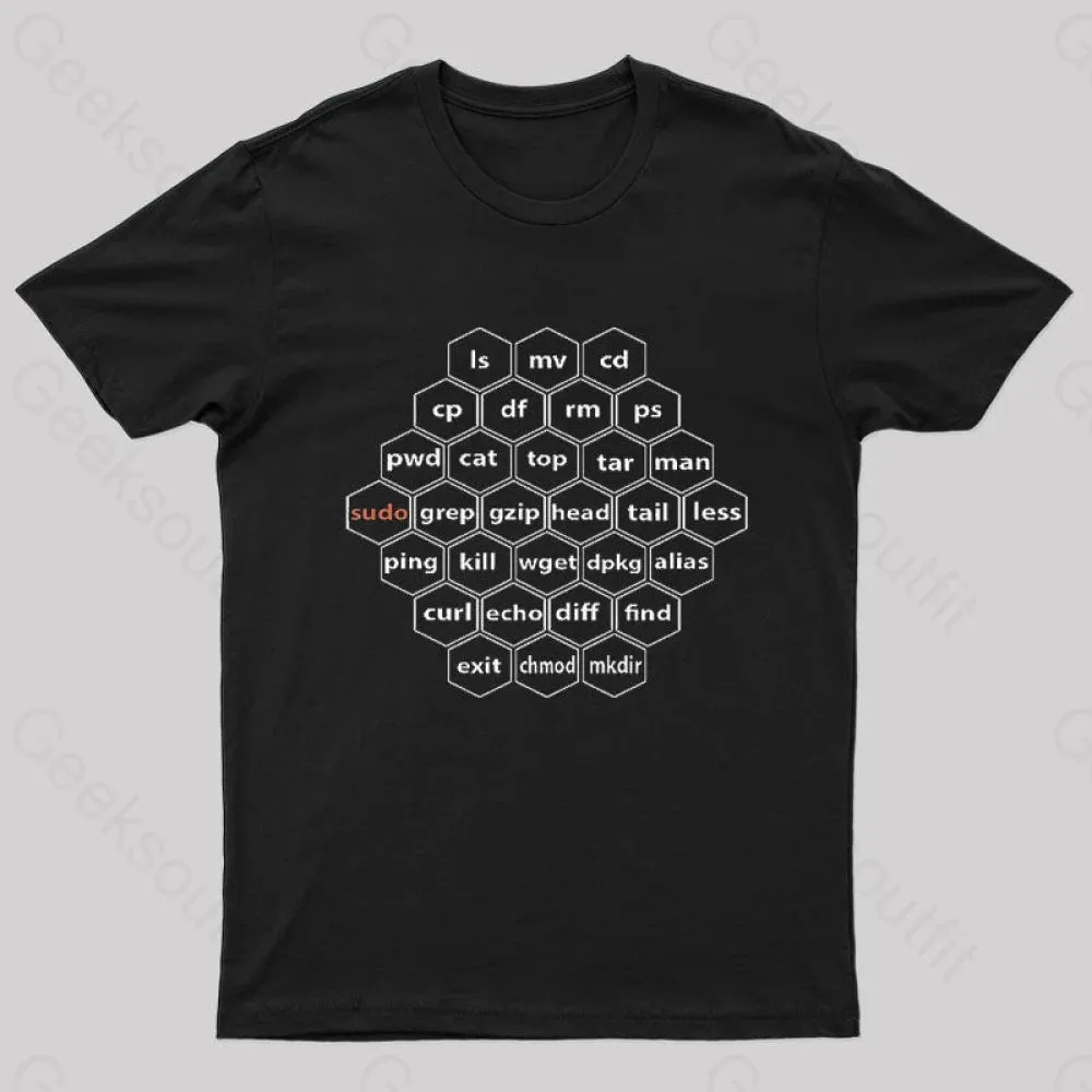 Hacker Linux Basic cli Commands Geek T-Shirt - Image 2