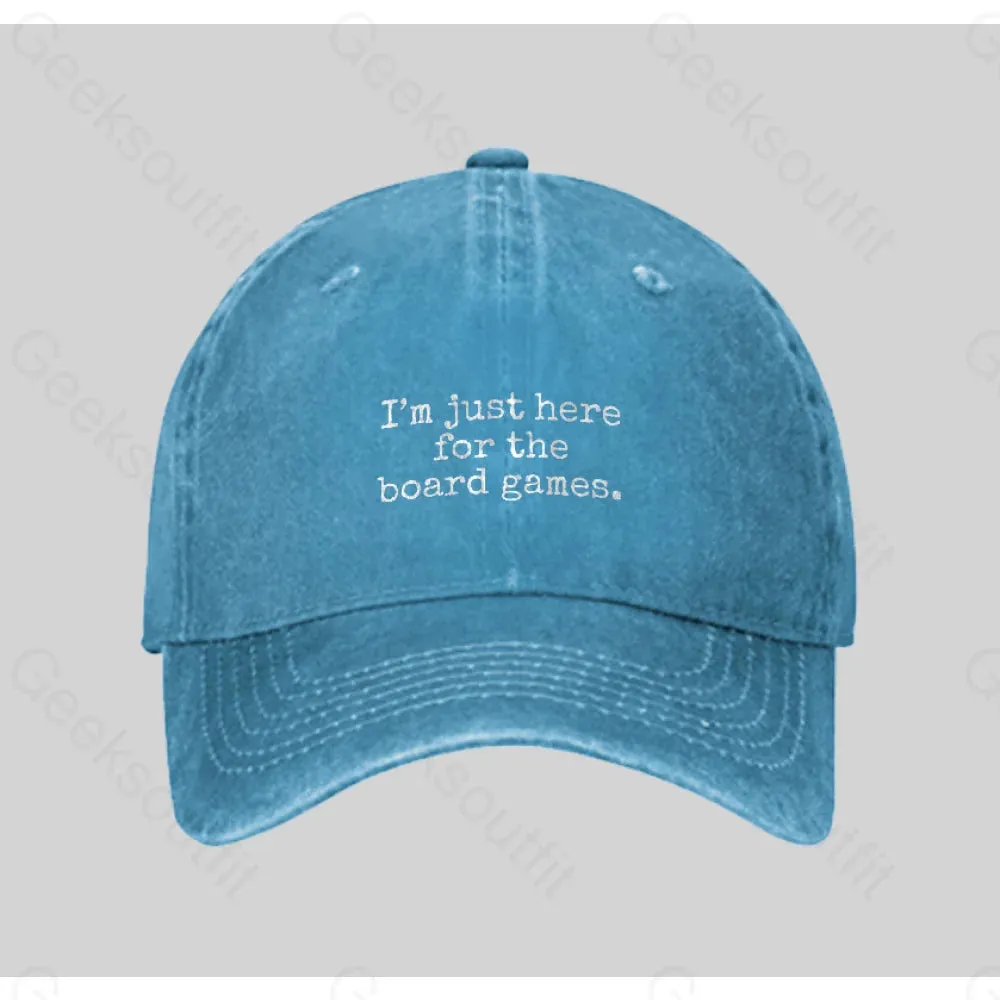 I'm Just Here For The Board Games Washed Vintage Baseball Cap - Image 4