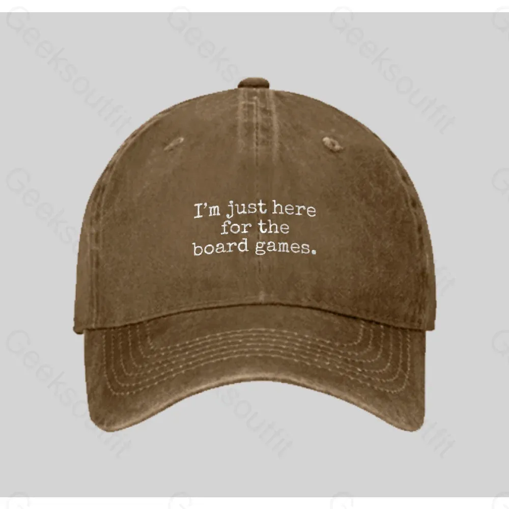 I'm Just Here For The Board Games Washed Vintage Baseball Cap - Image 5