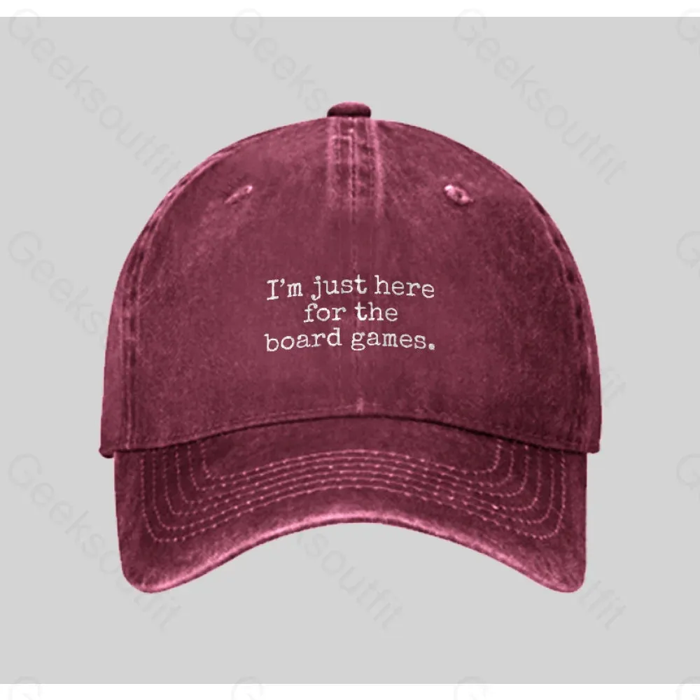 I'm Just Here For The Board Games Washed Vintage Baseball Cap - Image 3