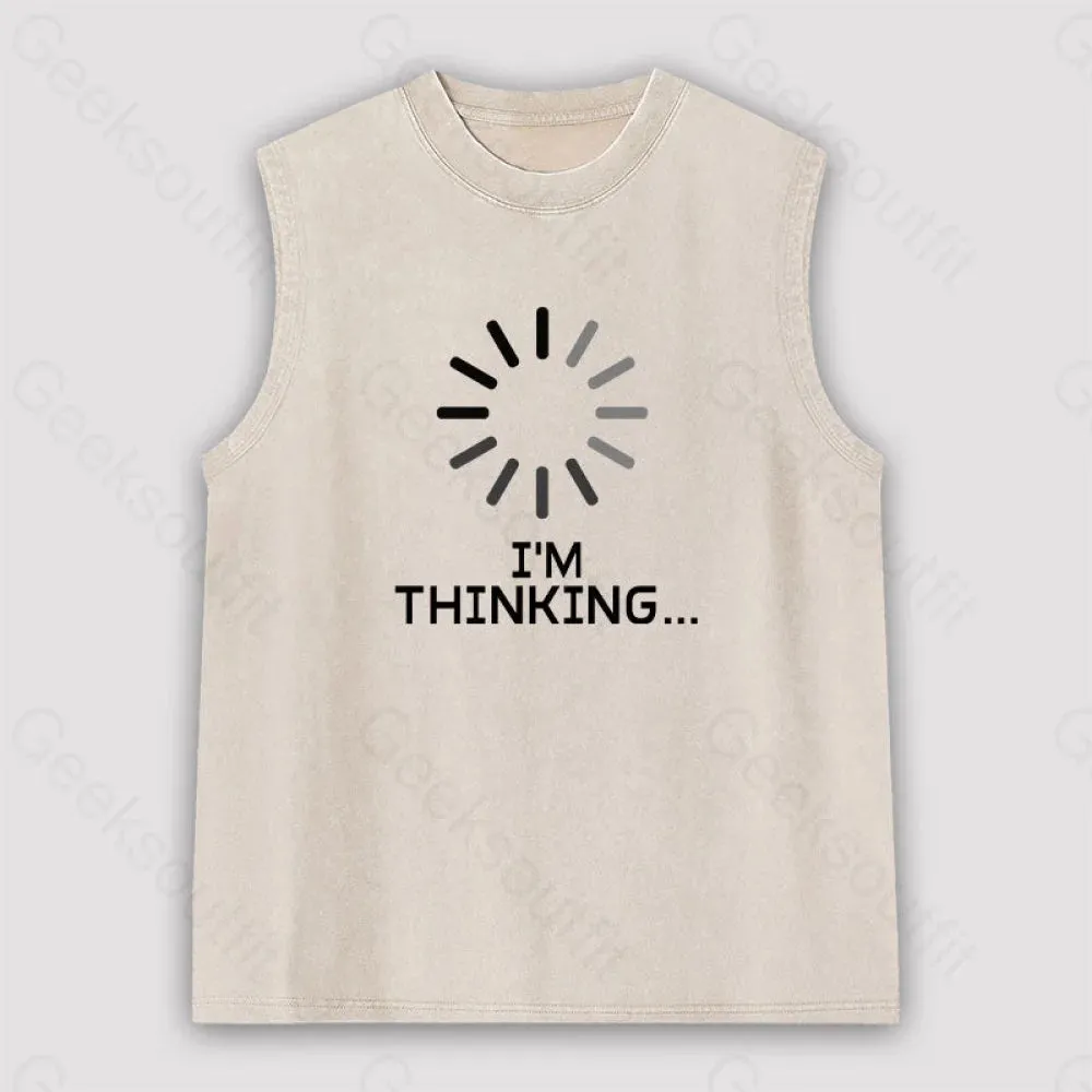 I'm Thinking Loading It Unisex Washed Tank - Image 2