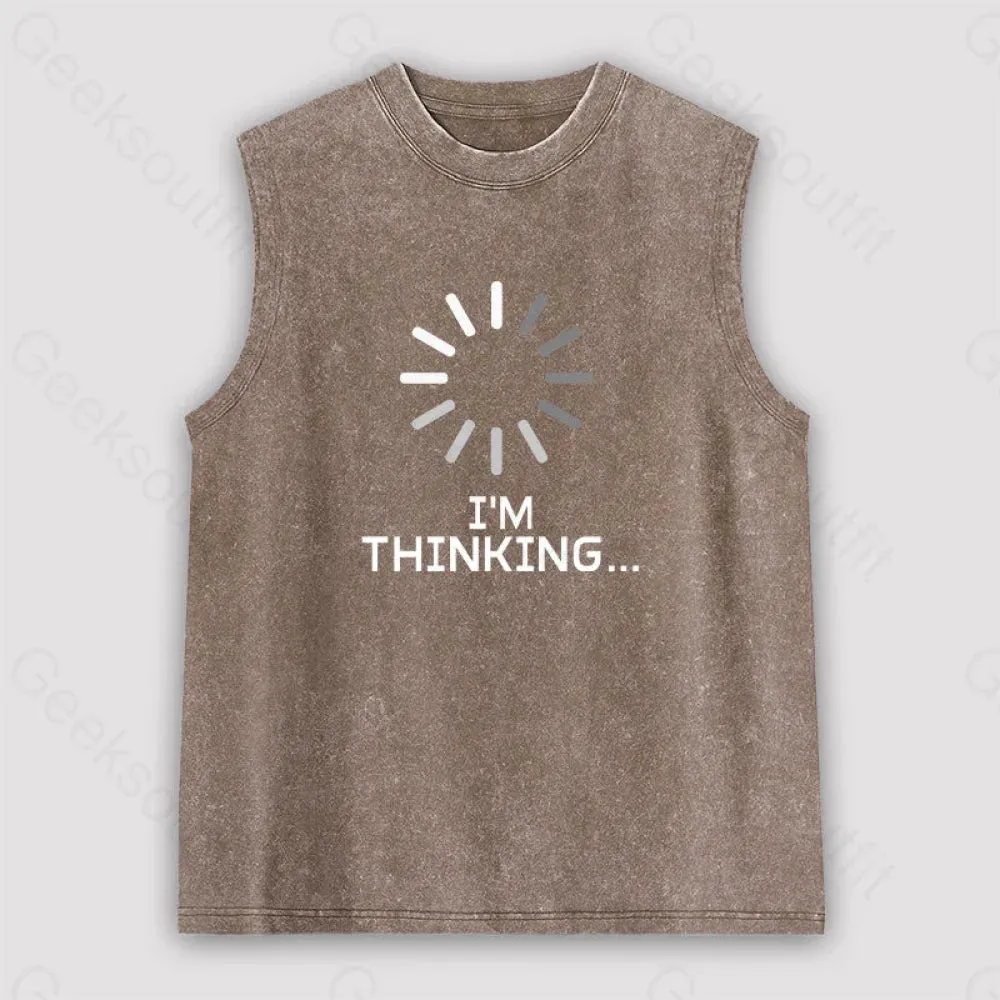 I'm Thinking Loading It Unisex Washed Tank - Image 3