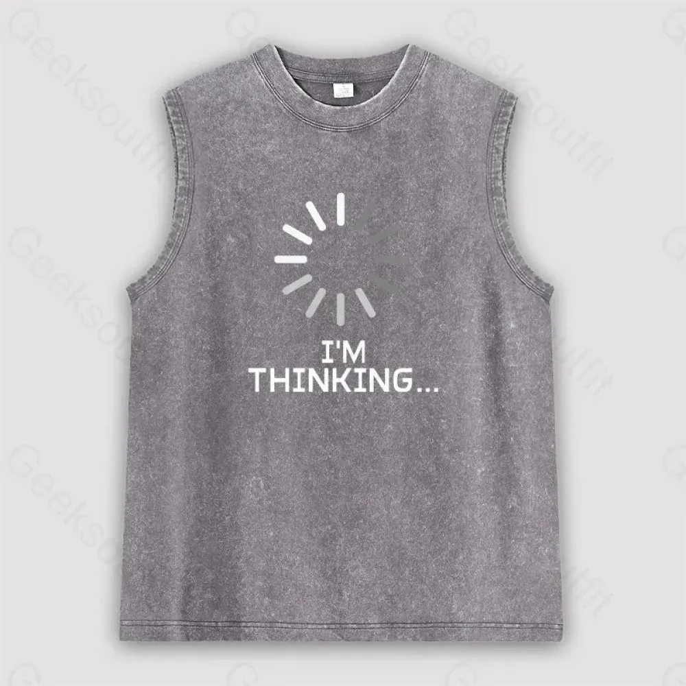 I'm Thinking Loading It Unisex Washed Tank - Image 4
