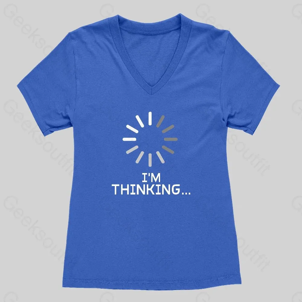 I'm Thinking Loading Women's V-Neck T-shirt - Image 2
