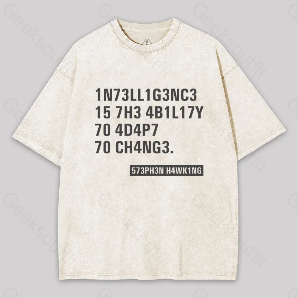 Intelligence - Stephen Hawking Washed T-shirt - Image 9
