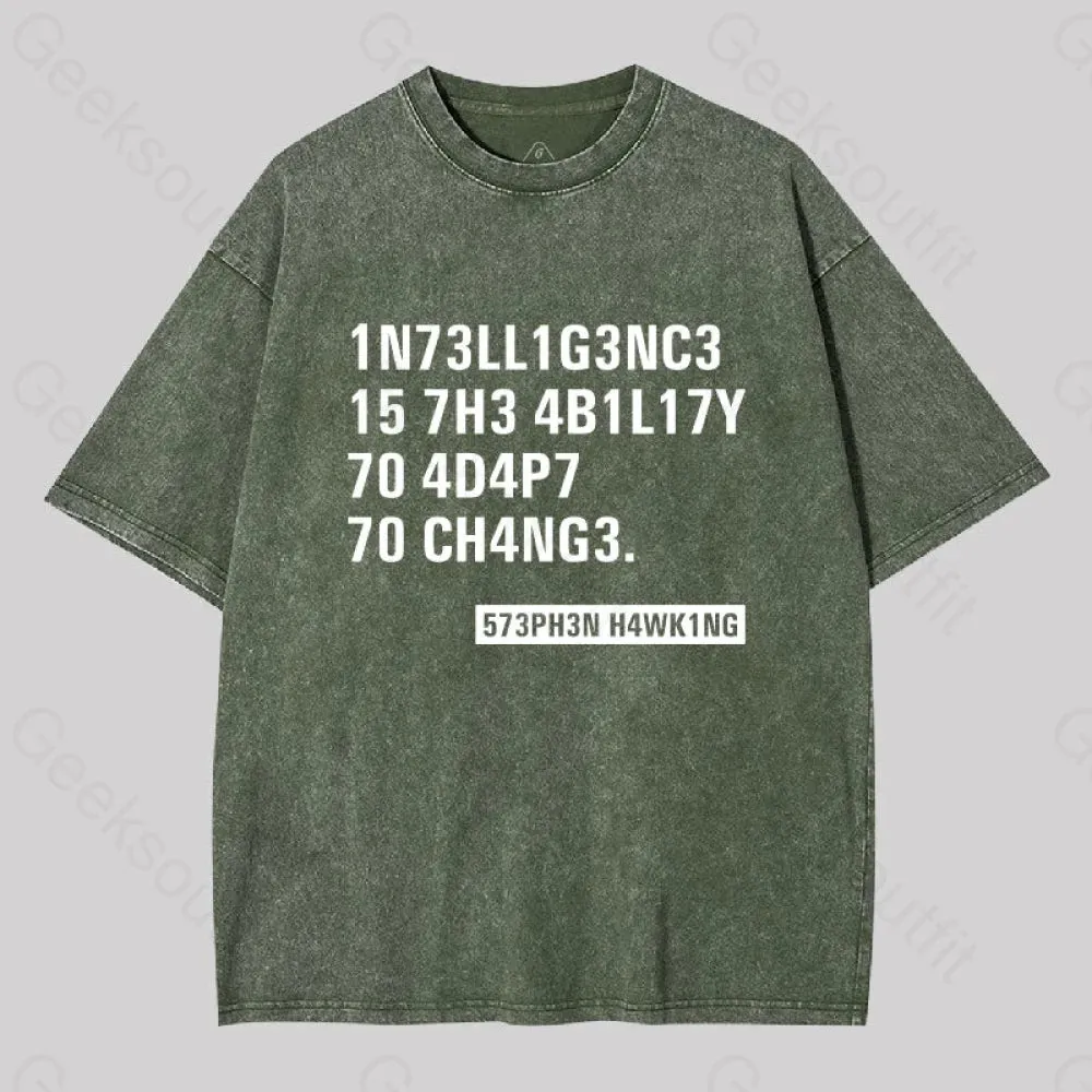 Intelligence - Stephen Hawking Washed T-shirt - Image 5