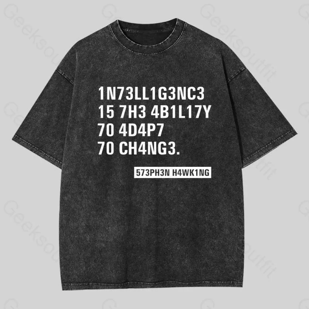 Intelligence - Stephen Hawking Washed T-shirt - Image 2