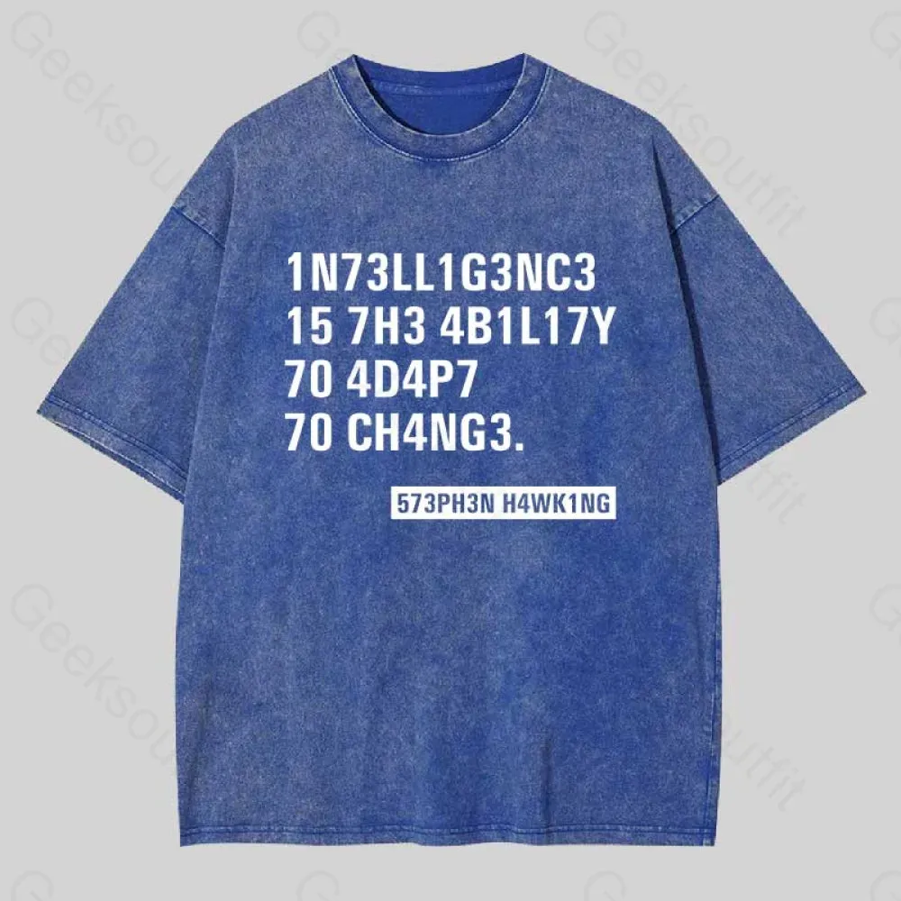 Intelligence - Stephen Hawking Washed T-shirt - Image 3