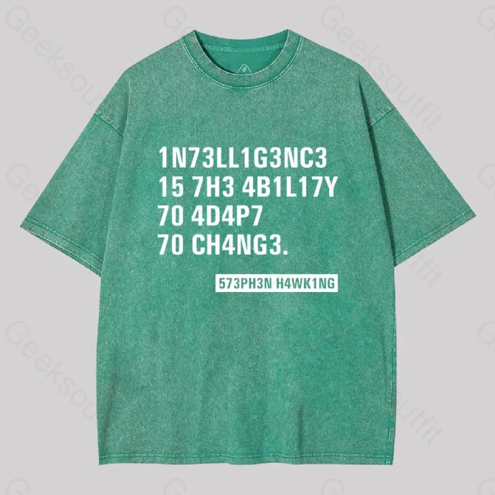 Intelligence - Stephen Hawking Washed T-shirt - Image 4