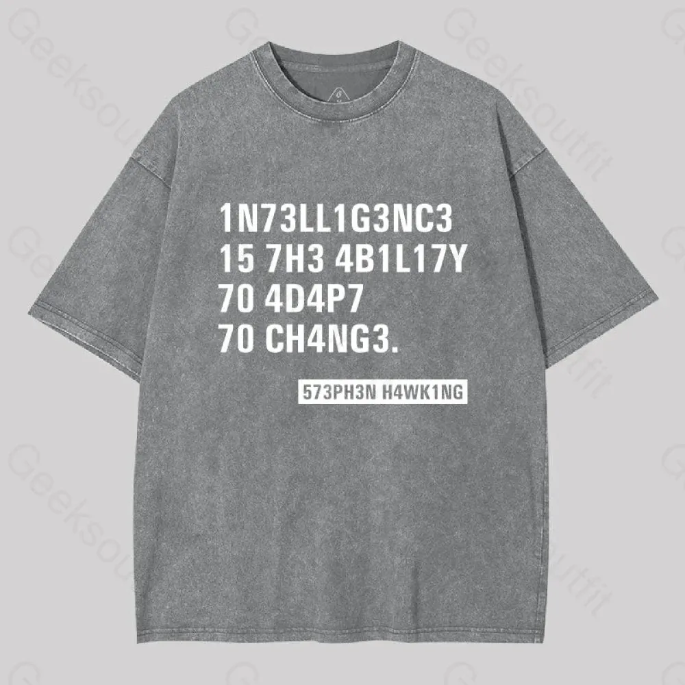 Intelligence - Stephen Hawking Washed T-shirt - Image 8