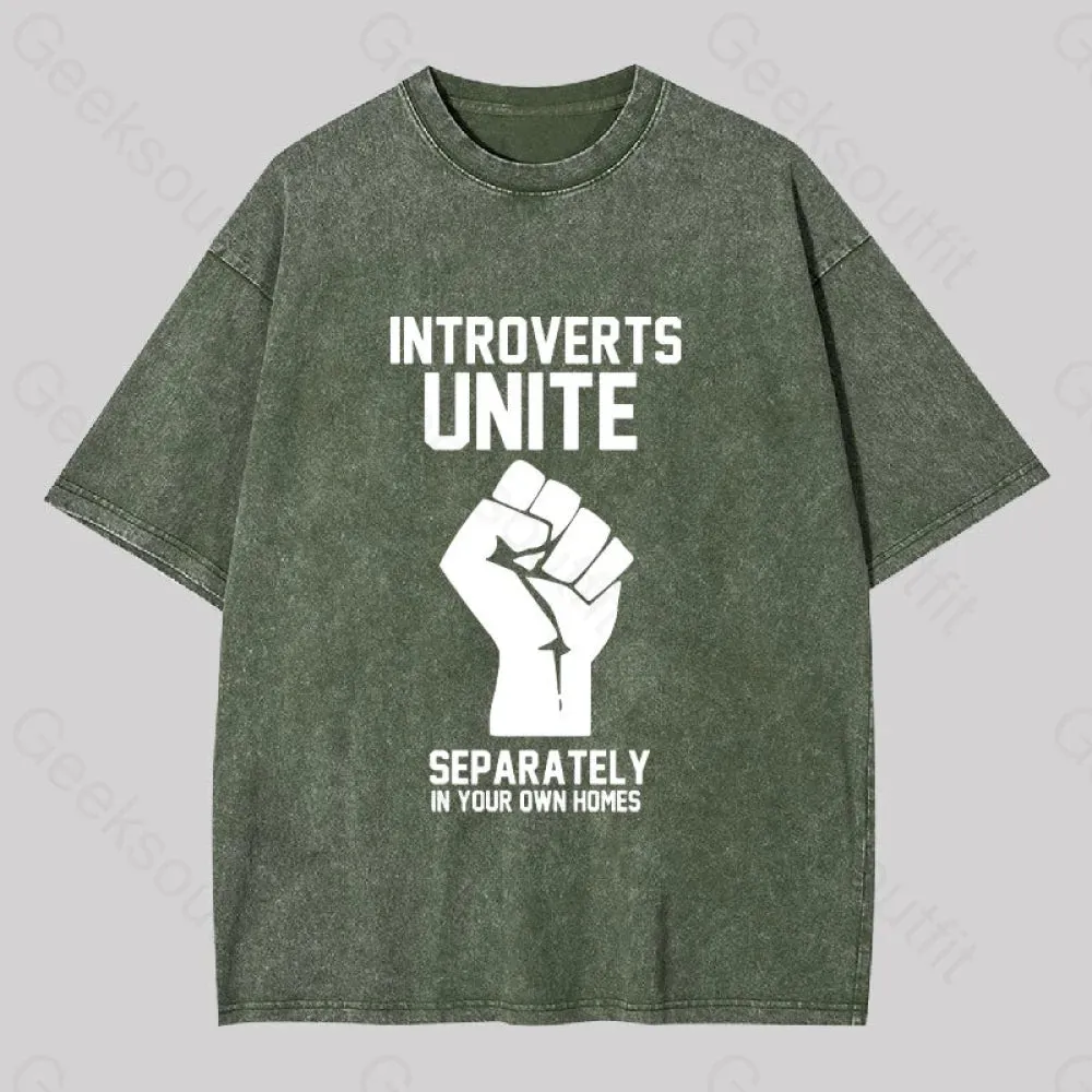Introverts Unite Washed T-shirt - Image 4