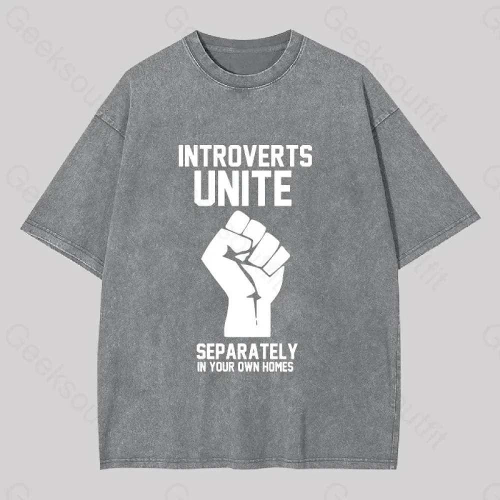 Introverts Unite Washed T-shirt - Image 8