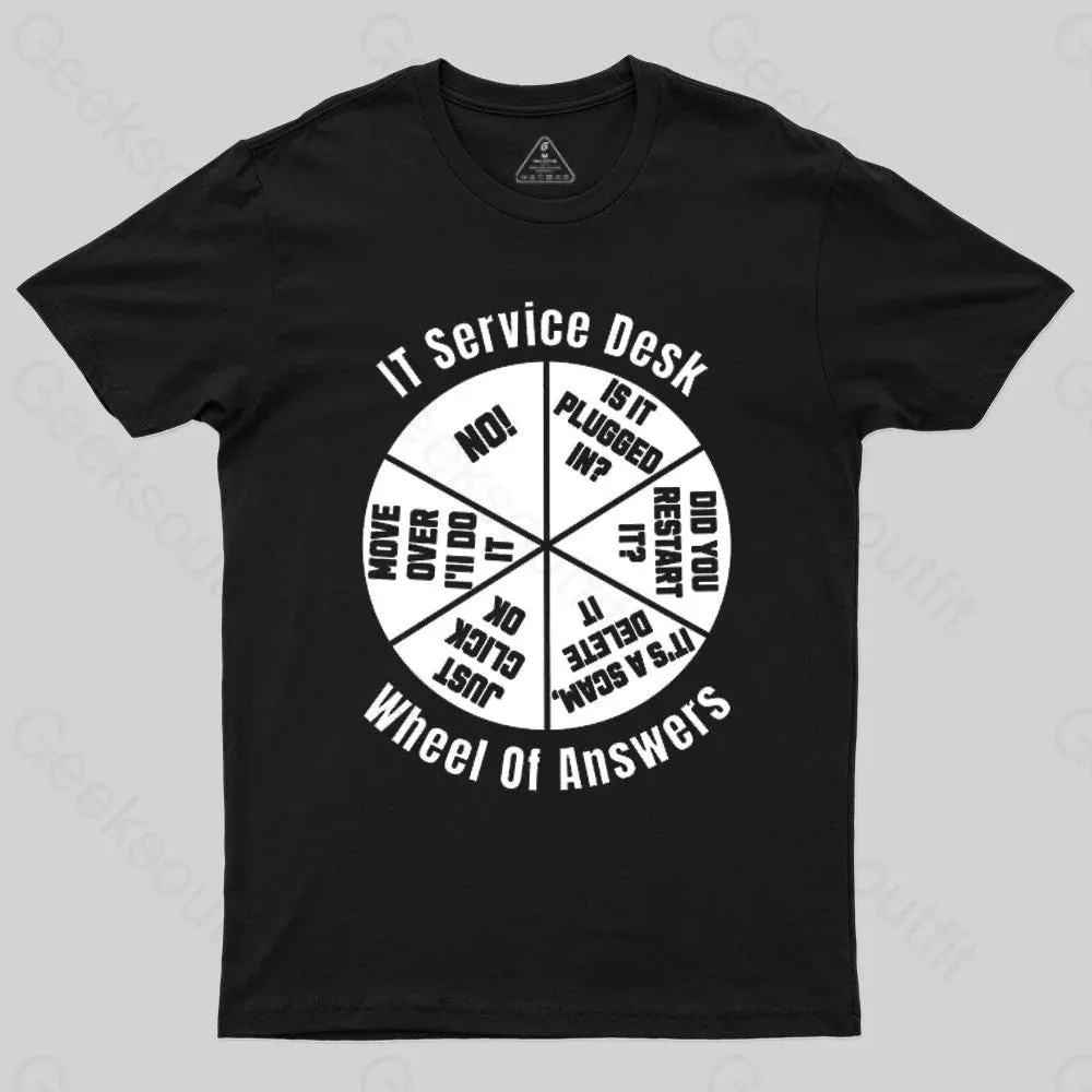 It Service Desk Wheel Of Answer Nerd T-Shirt - Image 2