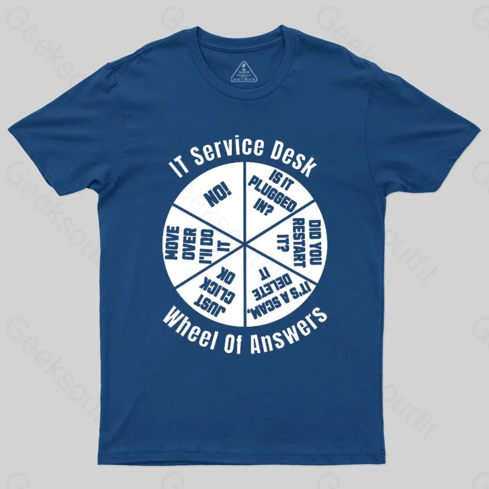 It Service Desk Wheel Of Answer Nerd T-Shirt - Image 3