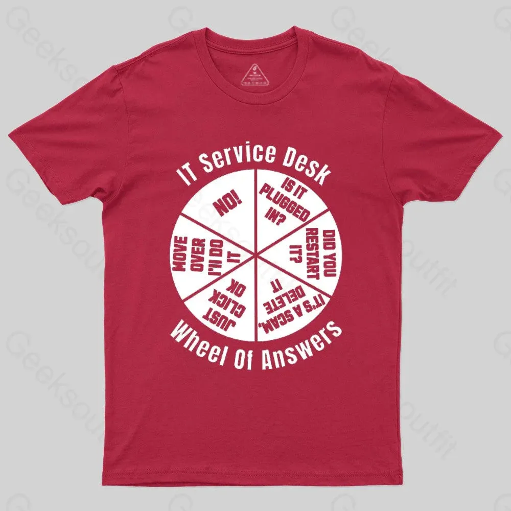 It Service Desk Wheel Of Answer Nerd T-Shirt - Image 6