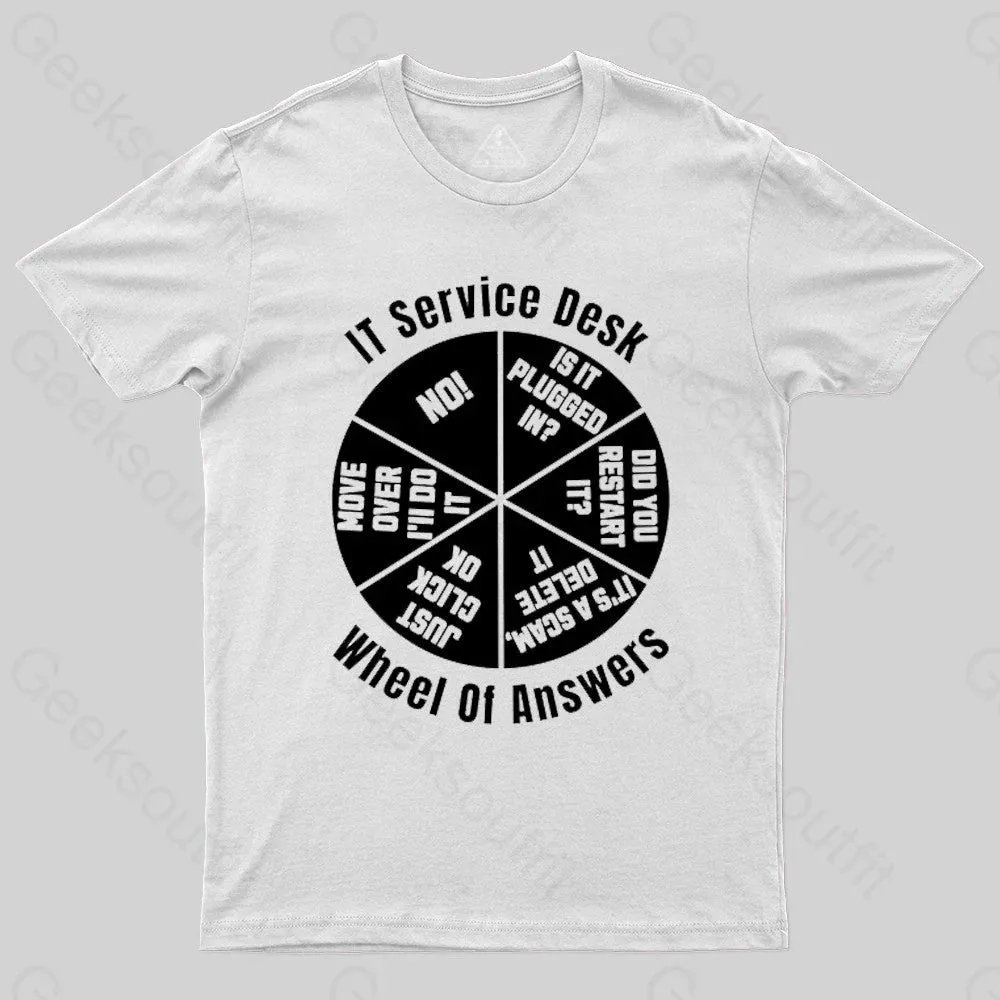 It Service Desk Wheel Of Answer Nerd T-Shirt - Image 4