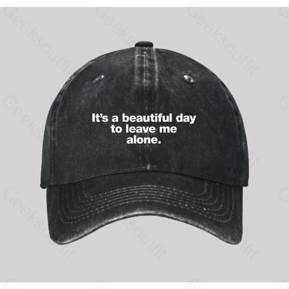 It's a beautiful day to leave me alone Washed Vintage Baseball Cap - Image 2