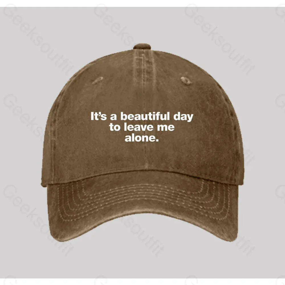 It's a beautiful day to leave me alone Washed Vintage Baseball Cap - Image 5