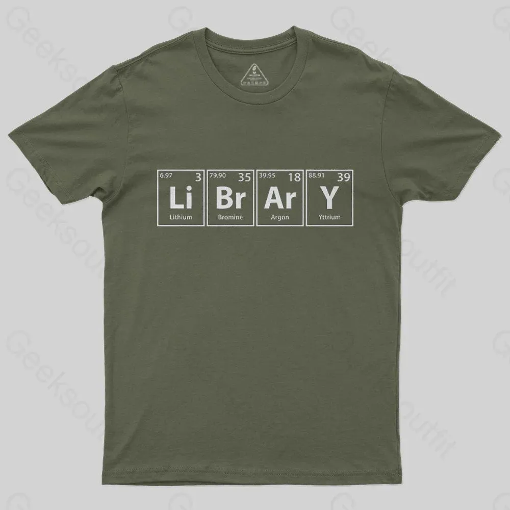 Library (Li-Br-Ar-Y) Periodic Elements T-Shirt - Image 3